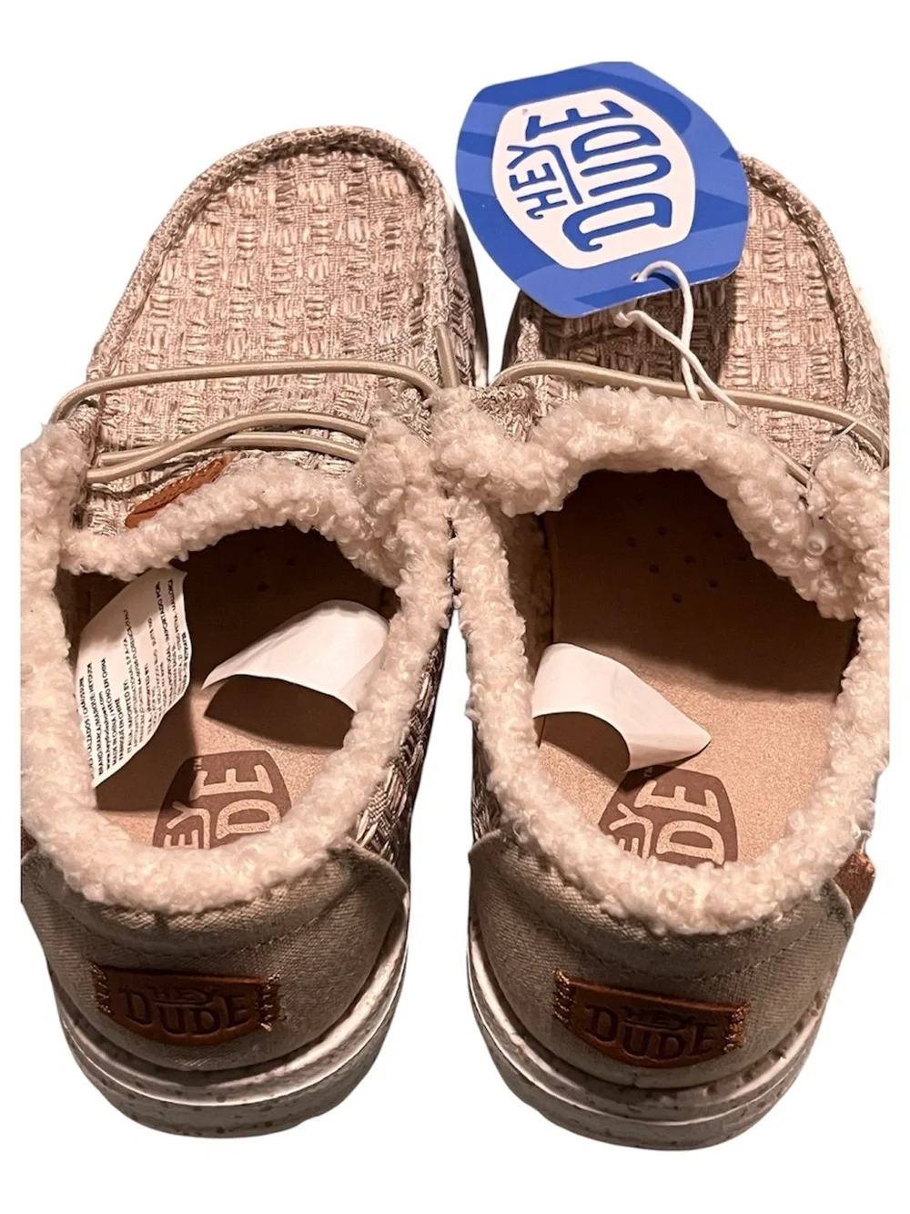 Hey Dude Cozy Knit Slip-On Shoes in Light Beige